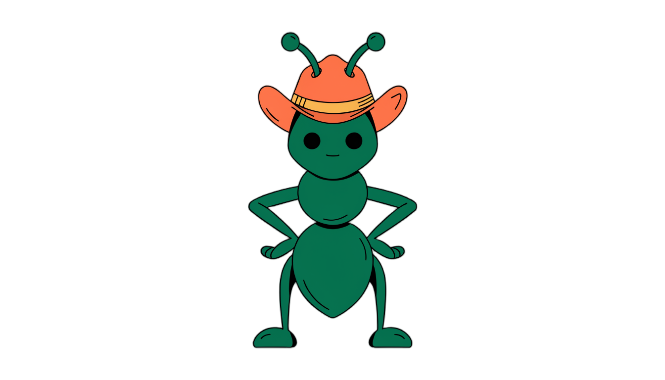 Sheriff Six-Legs with hands on hips — confident sheriff stance