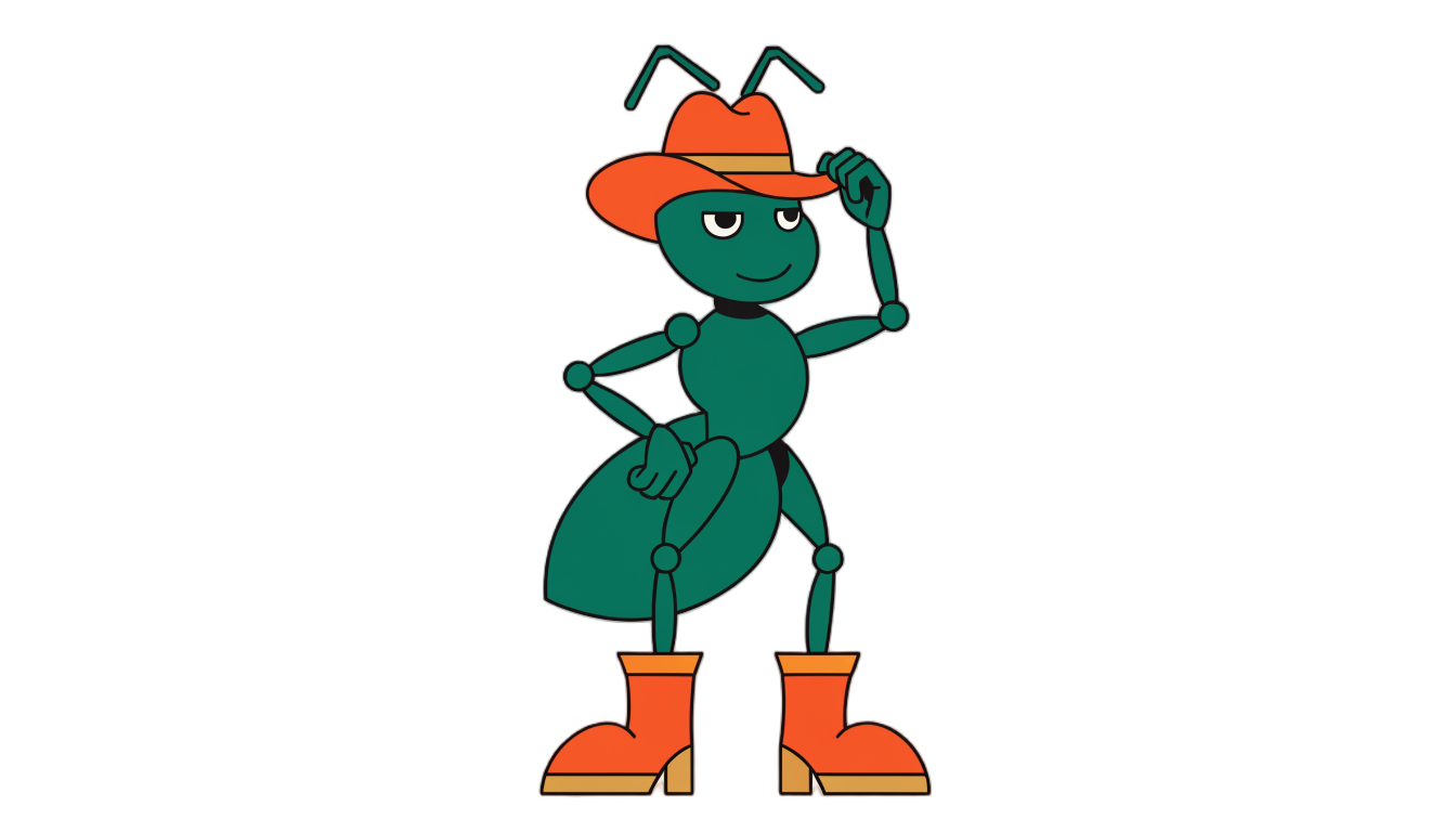 Sheriff Six-Legs — The Wild Pest's mascot, tipping his cowboy hat